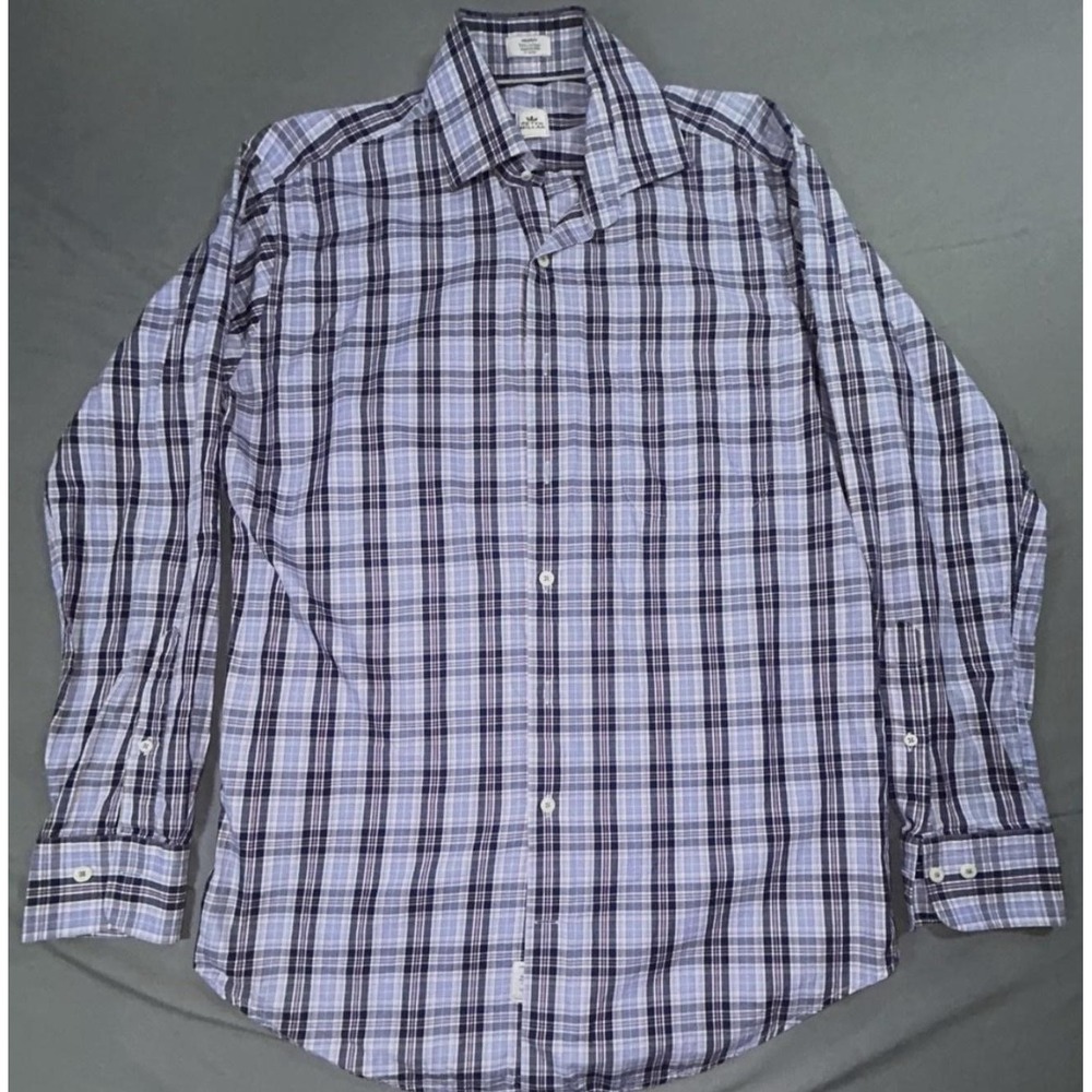 Peter Millar Shirt Mens M Blue Plaid Cotton Long Sleeve Button Up Casual Woven